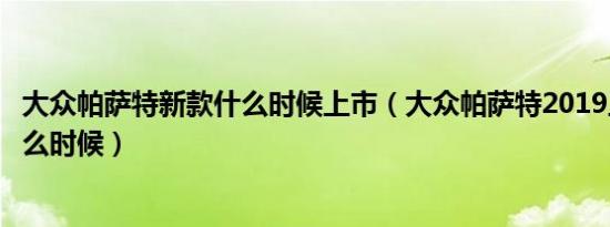 大众帕萨特新款什么时候上市（大众帕萨特2019上市时间什么时候）