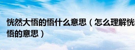 恍然大悟的悟什么意思（怎么理解恍然大悟的悟的意思）
