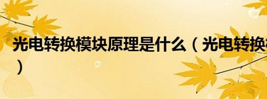 光电转换模块原理是什么（光电转换模块原理）