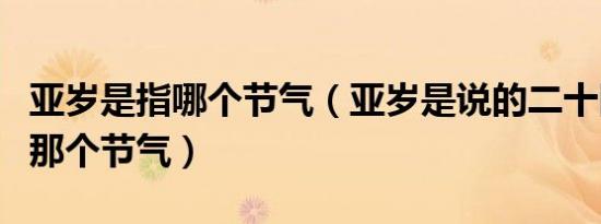 亚岁是指哪个节气（亚岁是说的二十四节气的那个节气）