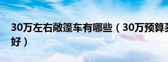 30万左右敞篷车有哪些（30万预算买什么车好）