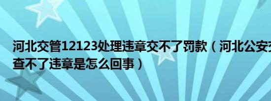 河北交管12123处理违章交不了罚款（河北公安交管网官网查不了违章是怎么回事）