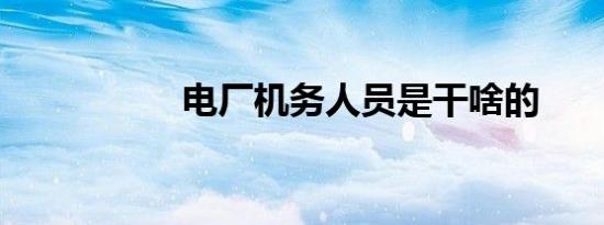 电厂机务人员是干啥的