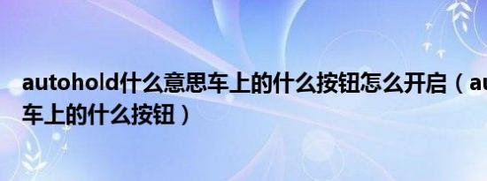 autohold什么意思车上的什么按钮怎么开启（autohold是车上的什么按钮）