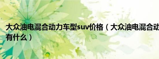 大众油电混合动力车型suv价格（大众油电混合动力车型suv有什么）