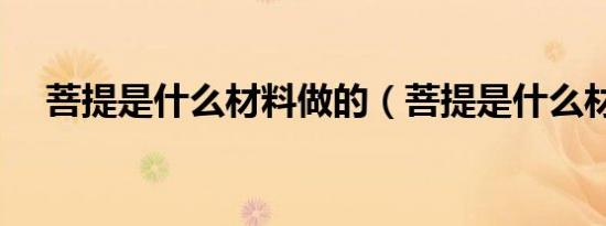 菩提是什么材料做的（菩提是什么材料）