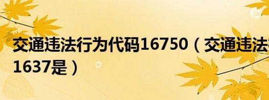 交通违法行为代码16750（交通违法行为代码1637是）
