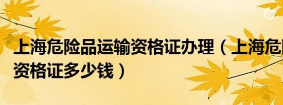 上海危险品运输资格证办理（上海危险品运输资格证多少钱）