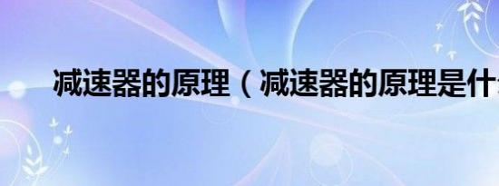 减速器的原理（减速器的原理是什么）