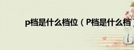 p档是什么档位（P档是什么档）