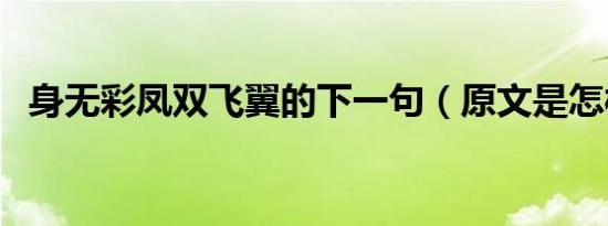 身无彩凤双飞翼的下一句（原文是怎样的）