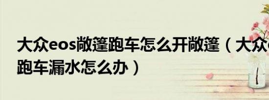 大众eos敞篷跑车怎么开敞篷（大众eos敞篷跑车漏水怎么办）