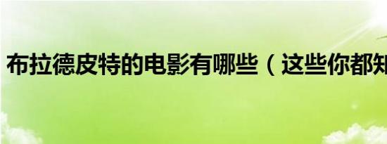布拉德皮特的电影有哪些（这些你都知道吗）