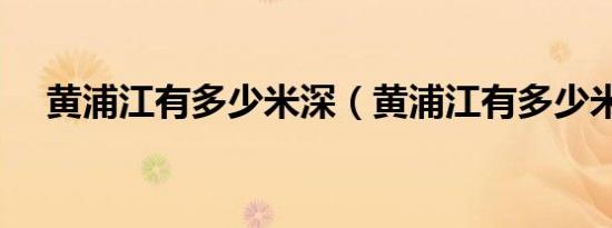 黄浦江有多少米深（黄浦江有多少米深）