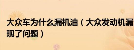 大众车为什么漏机油（大众发动机漏油哪里出现了问题）