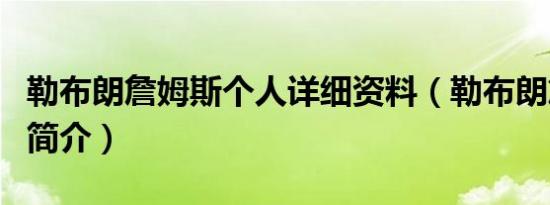 勒布朗詹姆斯个人详细资料（勒布朗詹姆斯的简介）