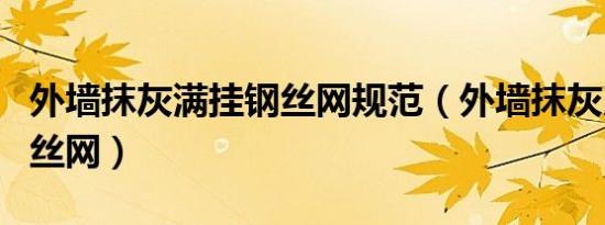 外墙抹灰满挂钢丝网规范（外墙抹灰用什么钢丝网）