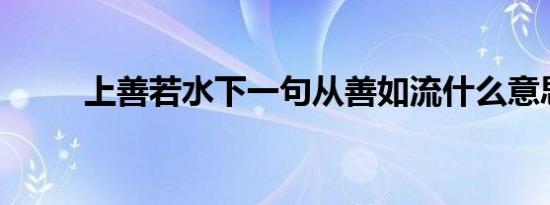 上善若水下一句从善如流什么意思