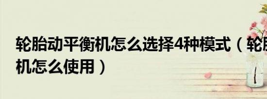 轮胎动平衡机怎么选择4种模式（轮胎动平衡机怎么使用）