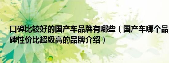 口碑比较好的国产车品牌有哪些（国产车哪个品牌好5款口碑性价比超级高的品牌介绍）