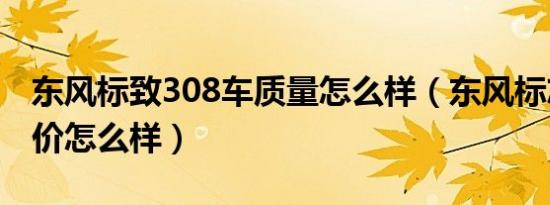 东风标致308车质量怎么样（东风标志308评价怎么样）