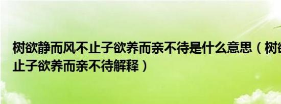 树欲静而风不止子欲养而亲不待是什么意思（树欲静而风不止子欲养而亲不待解释）
