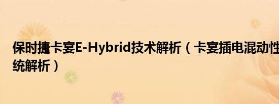 保时捷卡宴E-Hybrid技术解析（卡宴插电混动性能如何/系统解析）