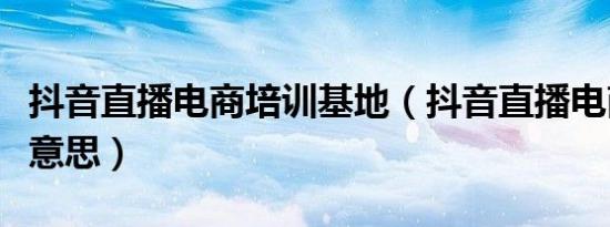 抖音直播电商培训基地（抖音直播电商是什么意思）