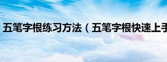 五笔字根练习方法（五笔字根快速上手方法）