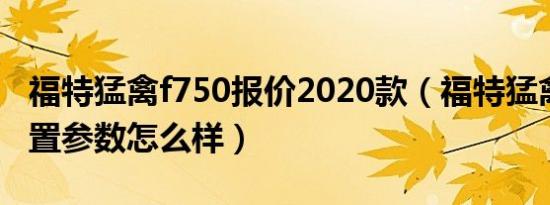 福特猛禽f750报价2020款（福特猛禽f750配置参数怎么样）
