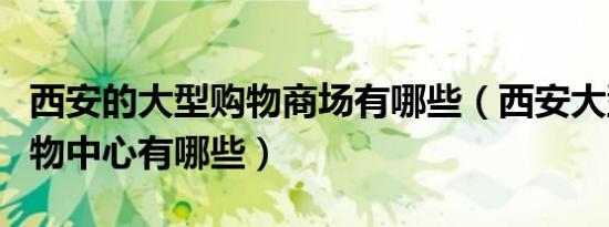 西安的大型购物商场有哪些（西安大型商场购物中心有哪些）