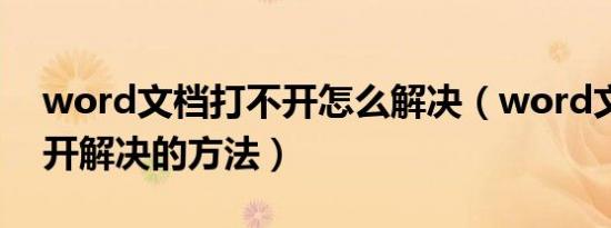 word文档打不开怎么解决（word文档打不开解决的方法）