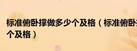 标准俯卧撑做多少个及格（标准俯卧撑做多少个及格）