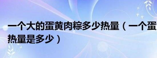 一个大的蛋黄肉粽多少热量（一个蛋黄肉粽的热量是多少）