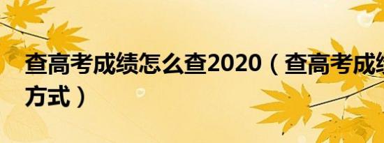 查高考成绩怎么查2020（查高考成绩有什么方式）