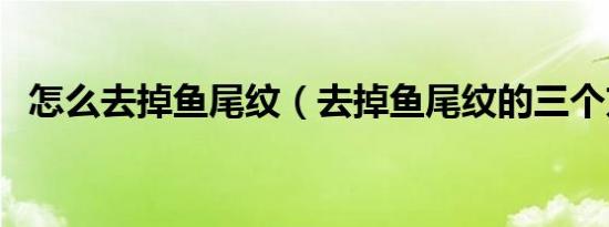 怎么去掉鱼尾纹（去掉鱼尾纹的三个方法）