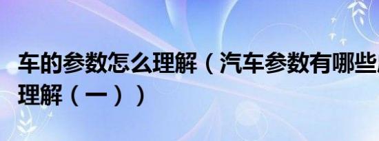 车的参数怎么理解（汽车参数有哪些应该怎么理解（一））