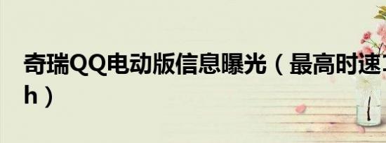 奇瑞QQ电动版信息曝光（最高时速100km/h）