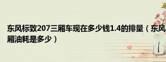 东风标致207三厢车现在多少钱1.4的排量（东风标致207三厢油耗是多少）