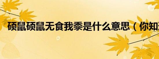 硕鼠硕鼠无食我黍是什么意思（你知道吗）