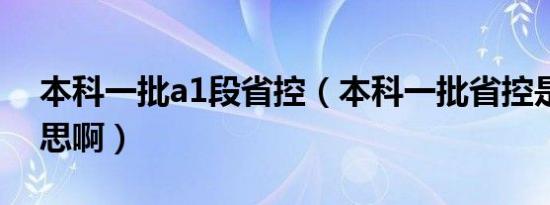 本科一批a1段省控（本科一批省控是什么意思啊）