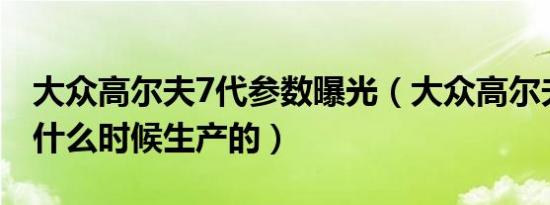大众高尔夫7代参数曝光（大众高尔夫七代是什么时候生产的）