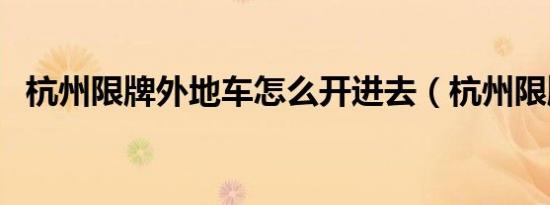 杭州限牌外地车怎么开进去（杭州限牌吗）