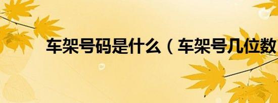 车架号码是什么（车架号几位数）