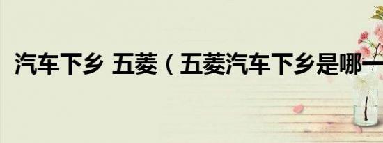 汽车下乡 五菱（五菱汽车下乡是哪一款车）