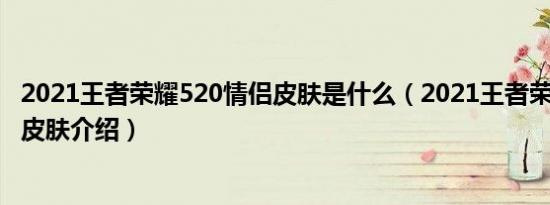 2021王者荣耀520情侣皮肤是什么（2021王者荣耀520情侣皮肤介绍）