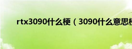 rtx3090什么梗（3090什么意思梗）