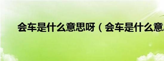 会车是什么意思呀（会车是什么意思）