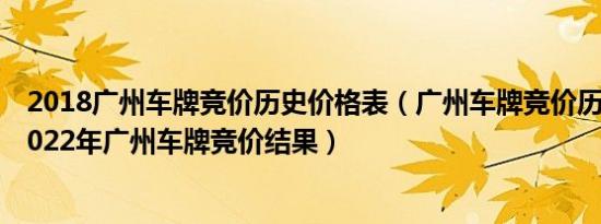 2018广州车牌竞价历史价格表（广州车牌竞价历史价格表2022年广州车牌竞价结果）