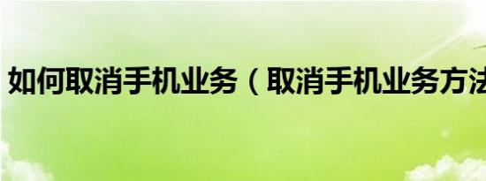 如何取消手机业务（取消手机业务方法介绍）